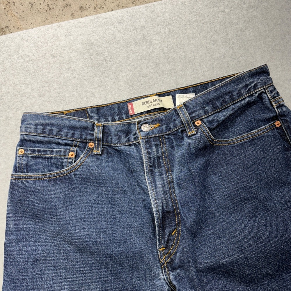 Levi Strauss 505 Regular Fit Dark Wash Denim Jeans Mens W36 L30 - Picture 2 of 7